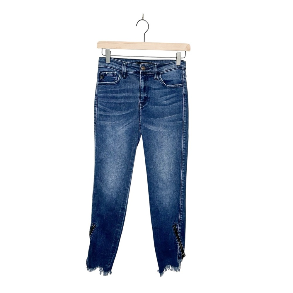 Kancan High Rise Skinny Jean‎ Distressed Raw Fringe Hem with Zipper 25